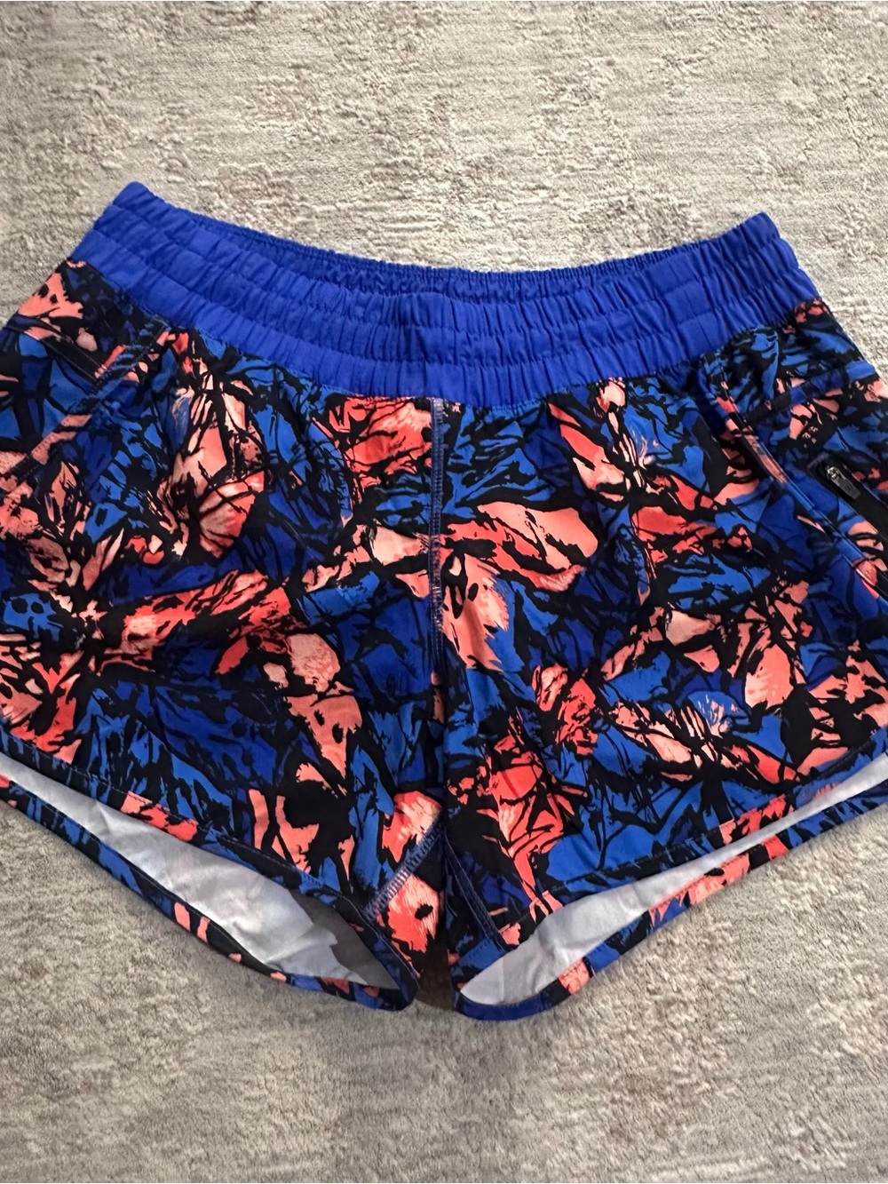 lululemon athletica Blue and Coral Floral Athletic Shorts